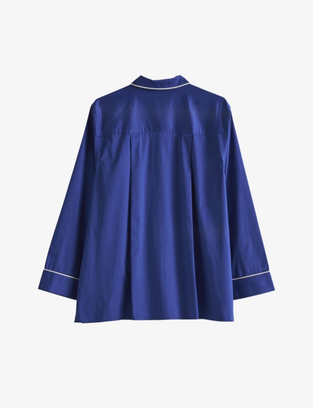 Outline Contrast-Trim Cotton Pyjama Shirt