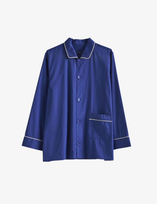 Outline Contrast-Trim Cotton Pyjama Shirt