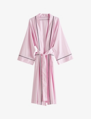 Hay Mens Soft Pink Outline Shawl-lapel Cotton Dressing Gown