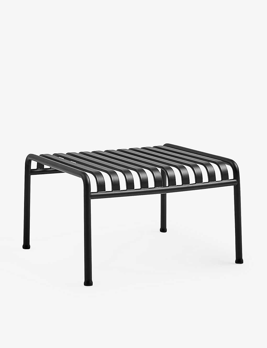 Hay Anthracite Palissade Powder-coated Steel Ottoman In Black