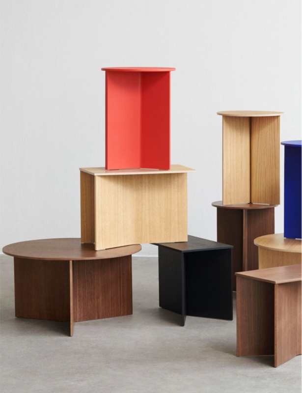 Slit round power-coated steel side table 35.5cm