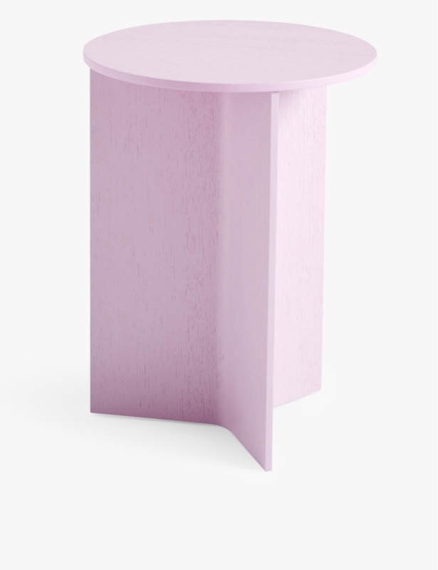 Slit round power-coated steel side table 35.5cm