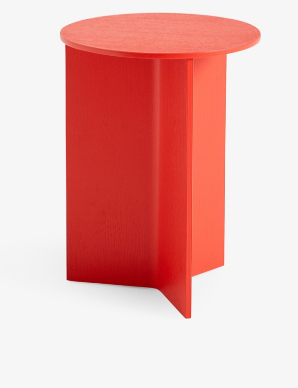 Slit round power-coated steel side table 35.5cm