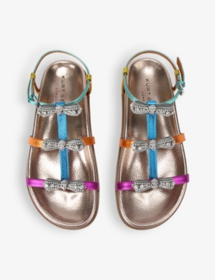KURT GEIGER LONDON: Pierra multi-bow flat leather sandals