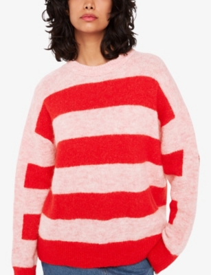 WHISTLES: Stripe-pattern relaxed-fit mohair-blend jumper