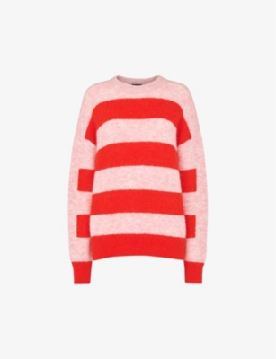 WHISTLES: Stripe-pattern relaxed-fit mohair-blend jumper