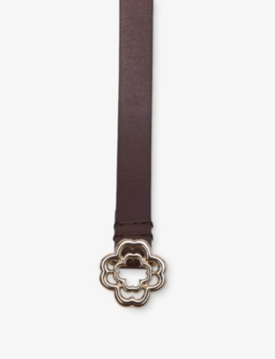 MAJE: Logo-buckle leather belt