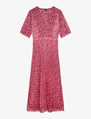 THE KOOPLES: Floral-print pleated woven midi dress