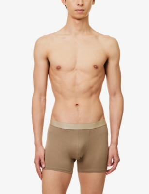 Shop Cdlp Branded-waistband Supportive-panel Stretch-jersey Boxers In Golden Clay