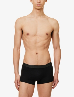 Shop Cdlp Men's Black Branded-waistband Supportive-panel Stretch-jersey Trunks
