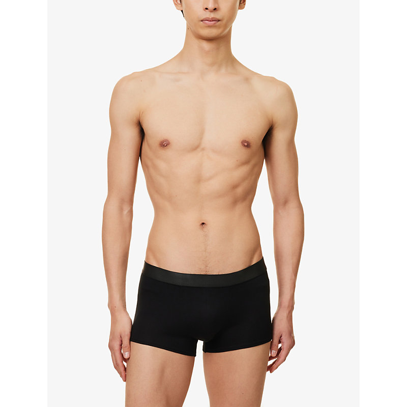 Shop Cdlp Men's Black Branded-waistband Supportive-panel Stretch-jersey Trunks