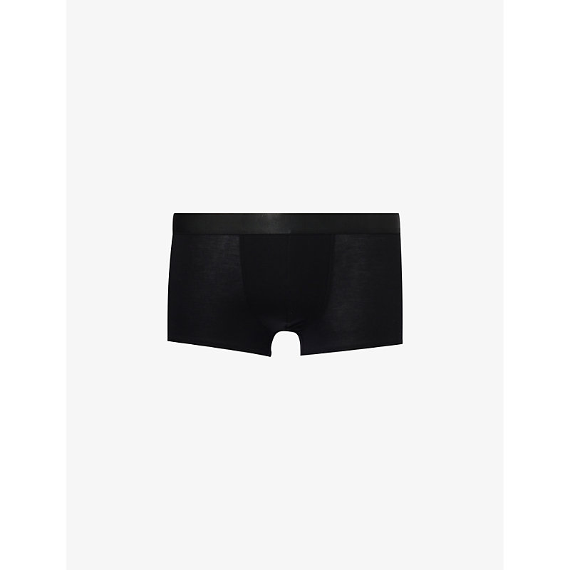 Cdlp Mens Black Branded-waistband Supportive-panel Stretch-jersey Trunks