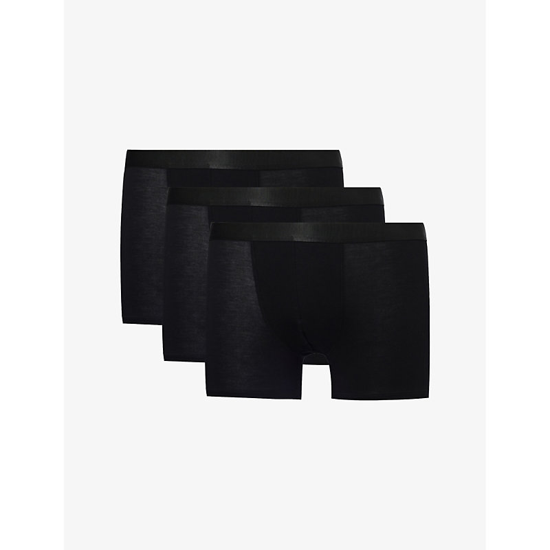 Cdlp Mens Black Logo-waistband Pack Of Three Stretch-jersey Boxers