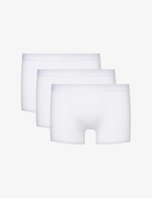 Cdlp Mens White Logo-waistband Pack Of Three Stretch-jersey Boxers