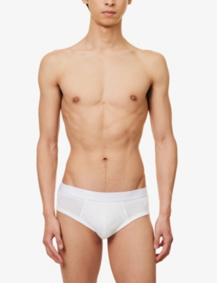 Shop Cdlp Men's White Pack Of Three Branded-waistband Supportive-panel Stretch-jersey Briefs