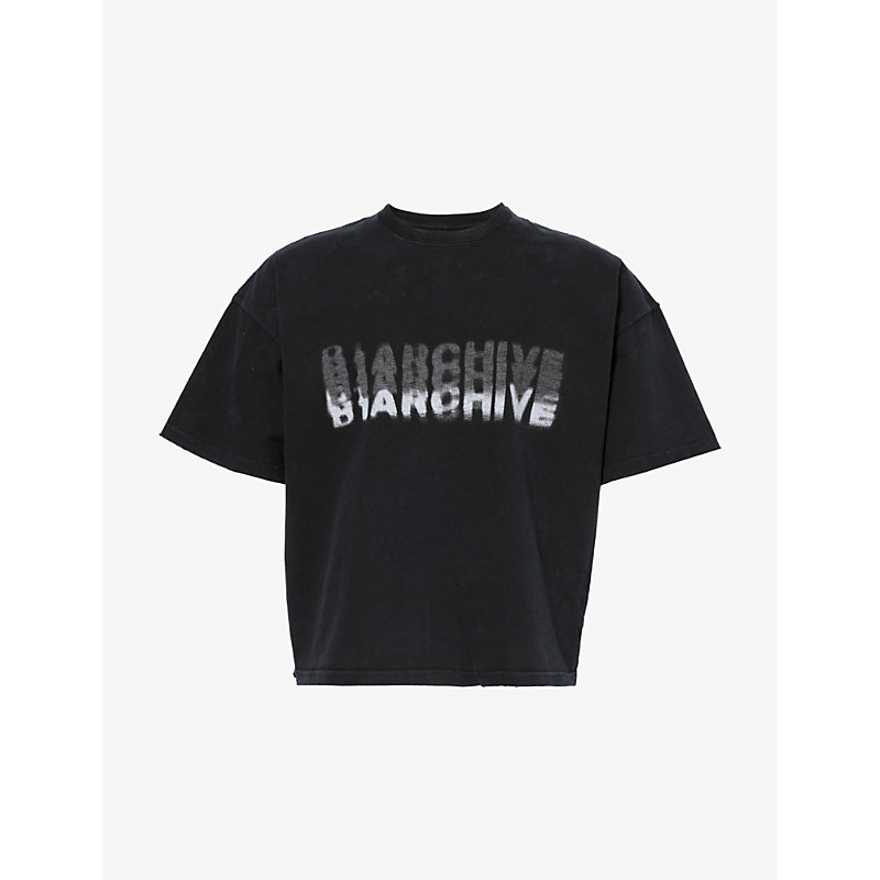 Shop B1 Archive Men's Black Faded Logo-print Regular-fit Cotton-jersey T-shirt