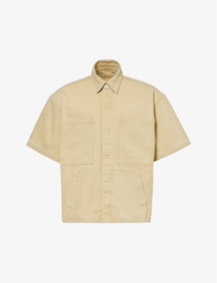 Shop B1 Archive Men's Khaki Patch-pocket Boxy-fit Cotton Shirt