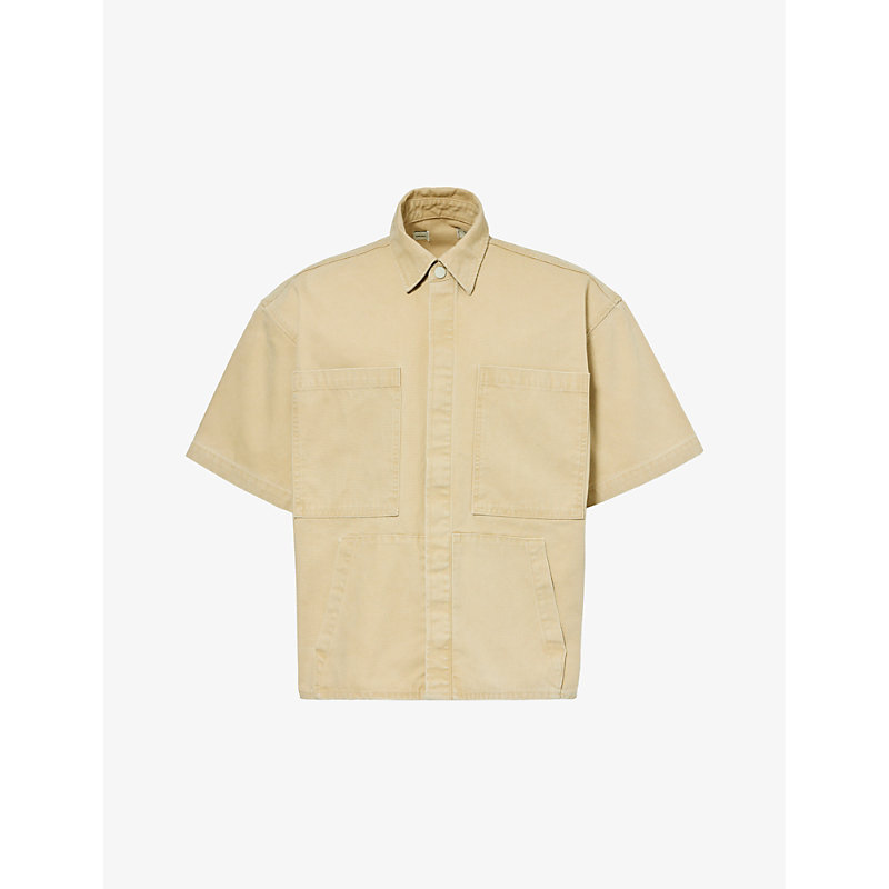 Shop B1 Archive Men's Khaki Patch-pocket Boxy-fit Cotton Shirt