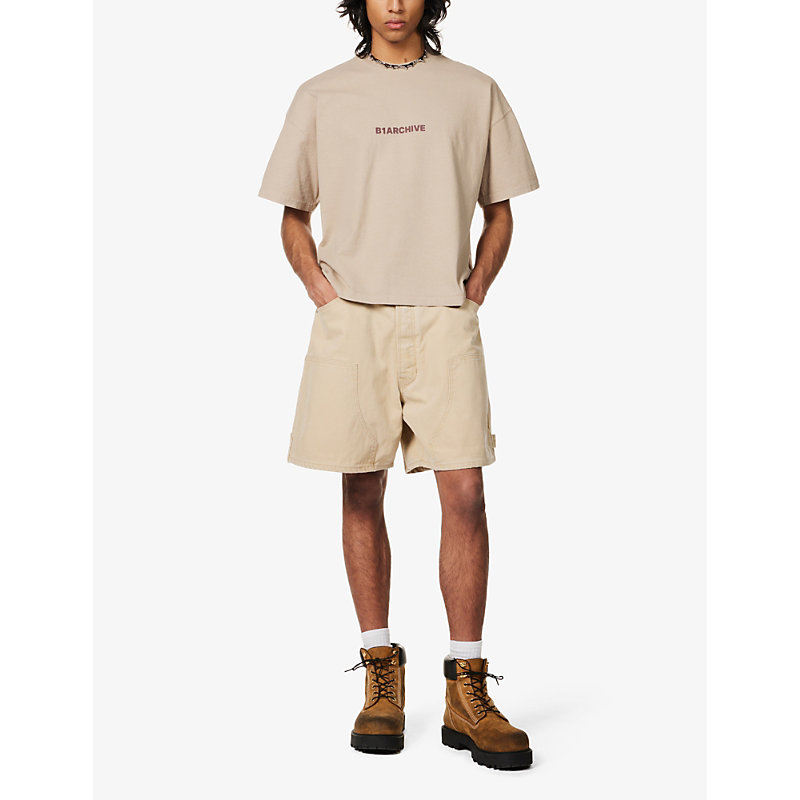Shop B1 Archive Men's Khaki Carpenter Wide-leg Cotton Shorts