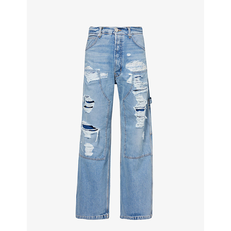 Shop B1 Archive Men's Denim Carpenter Distressed Wide-leg Jeans