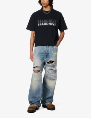 Shop B1 Archive Men's Denim Distressed Regular-fit Wide-leg Jeans