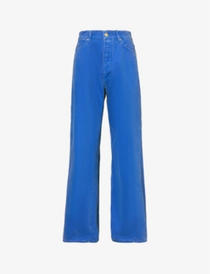 Shop B1 Archive Men's Blue Faded Regular-fit Wide-leg Jeans