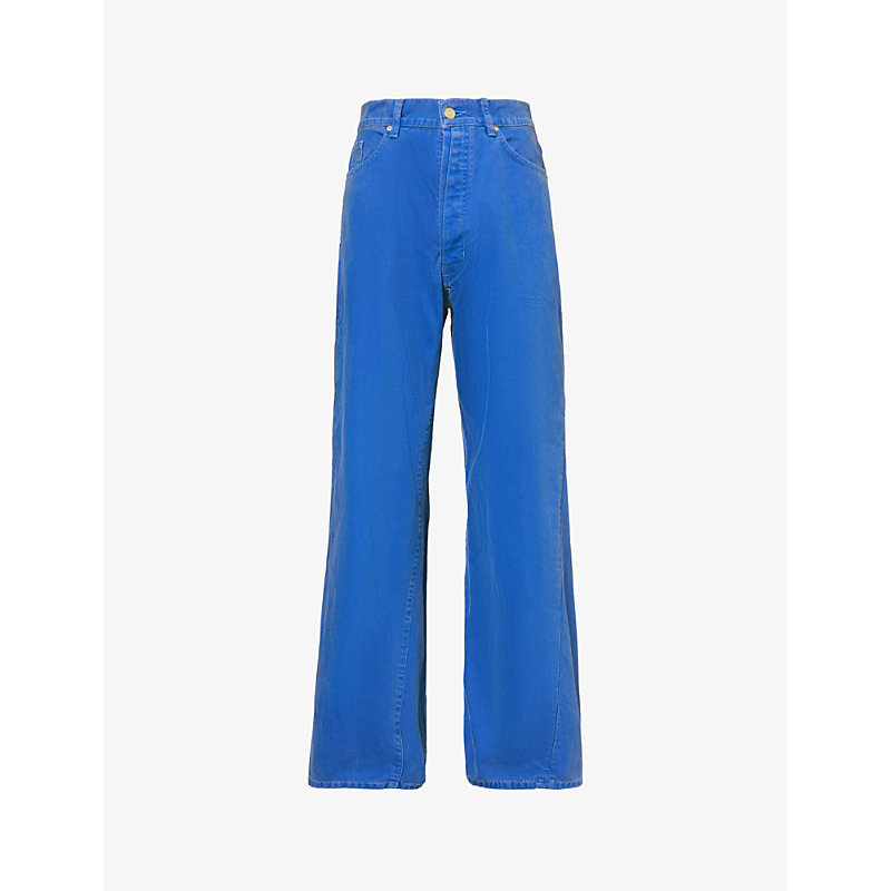 Shop B1 Archive Men's Blue Faded Regular-fit Wide-leg Jeans
