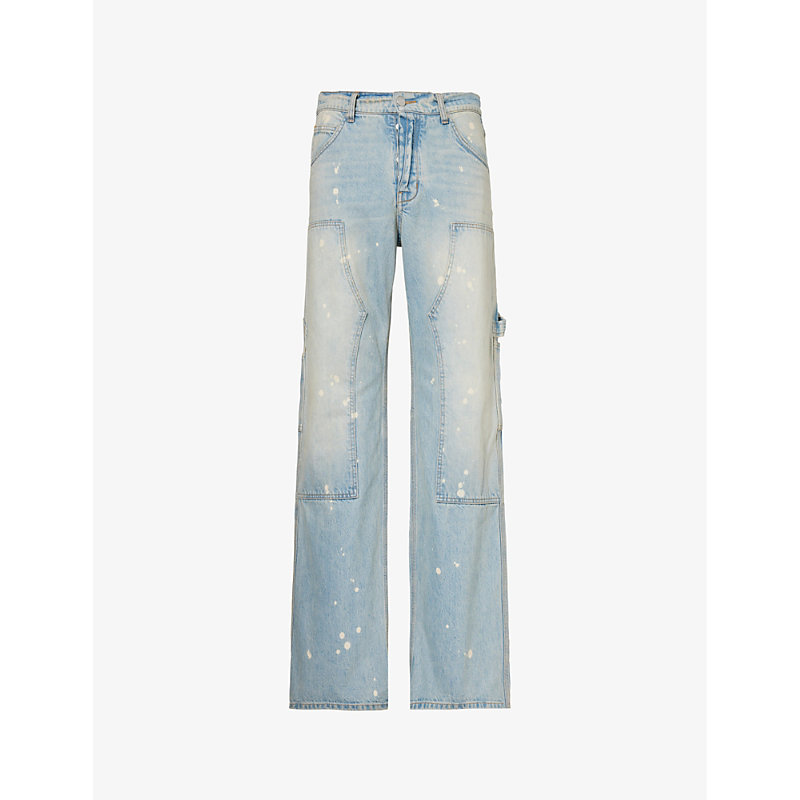 B1 Archive Mens Denim Carpenter Distressed Wide-leg Jeans