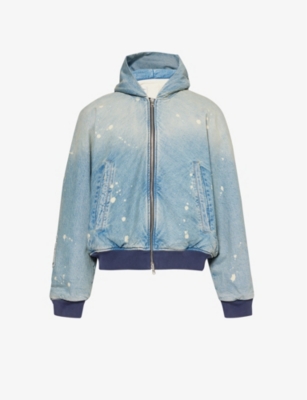 B1 ARCHIVE: Paint-splattered relaxed-fit denim hoody
