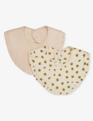 KONGES SLOJD: Floral-print pack of two stretch organic-cotton bibs