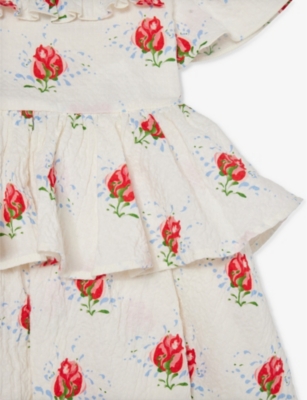 Shop Konges Slojd Vita Rosa Elin Rose-graphic Stretch-organic Cotton Dress 18-36 Months