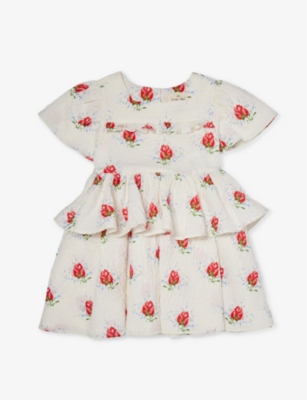 Shop Konges Slojd Vita Rosa Elin Rose-graphic Stretch-organic Cotton Dress 18-36 Months