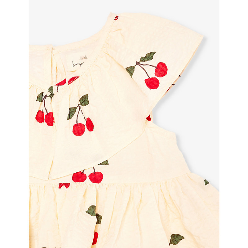 Shop Konges Slojd Lunella Cherry-print Organic-cotton Dress 9-36 Months In Mon Grand Cherry