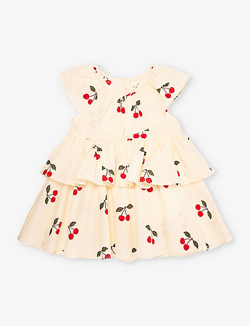 KONGES SLOJD: Lunella cherry-print organic-cotton dress 9-36 months