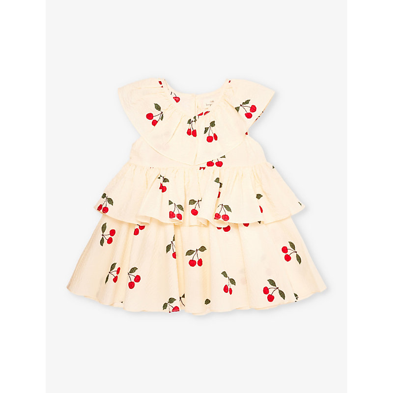 Shop Konges Slojd Lunella Cherry-print Organic-cotton Dress 9-36 Months In Mon Grand Cherry