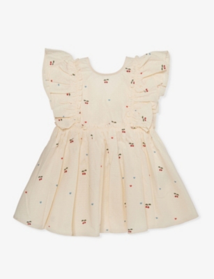 Shop Konges Slojd Cherry Coeur Evia Cherry-print Organic-cotton Dress 9-36 Months