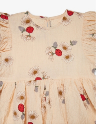 Shop Konges Slojd Ladybug Vida Ladybug-print Organic-cotton Dress 18-36 Months