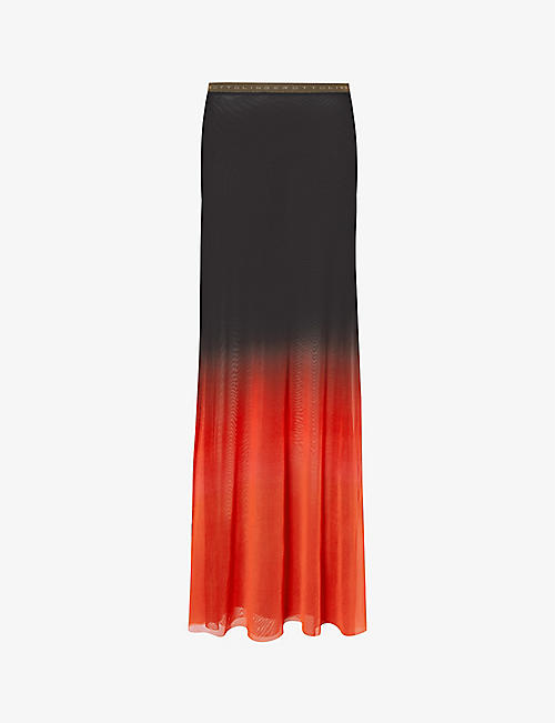 OTTOLINGER: Gradient-pattern recycled-polyester maxi skirt