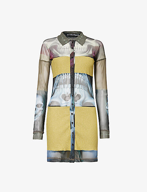 OTTOLINGER: Abstract-pattern recycled-polyester mini dress
