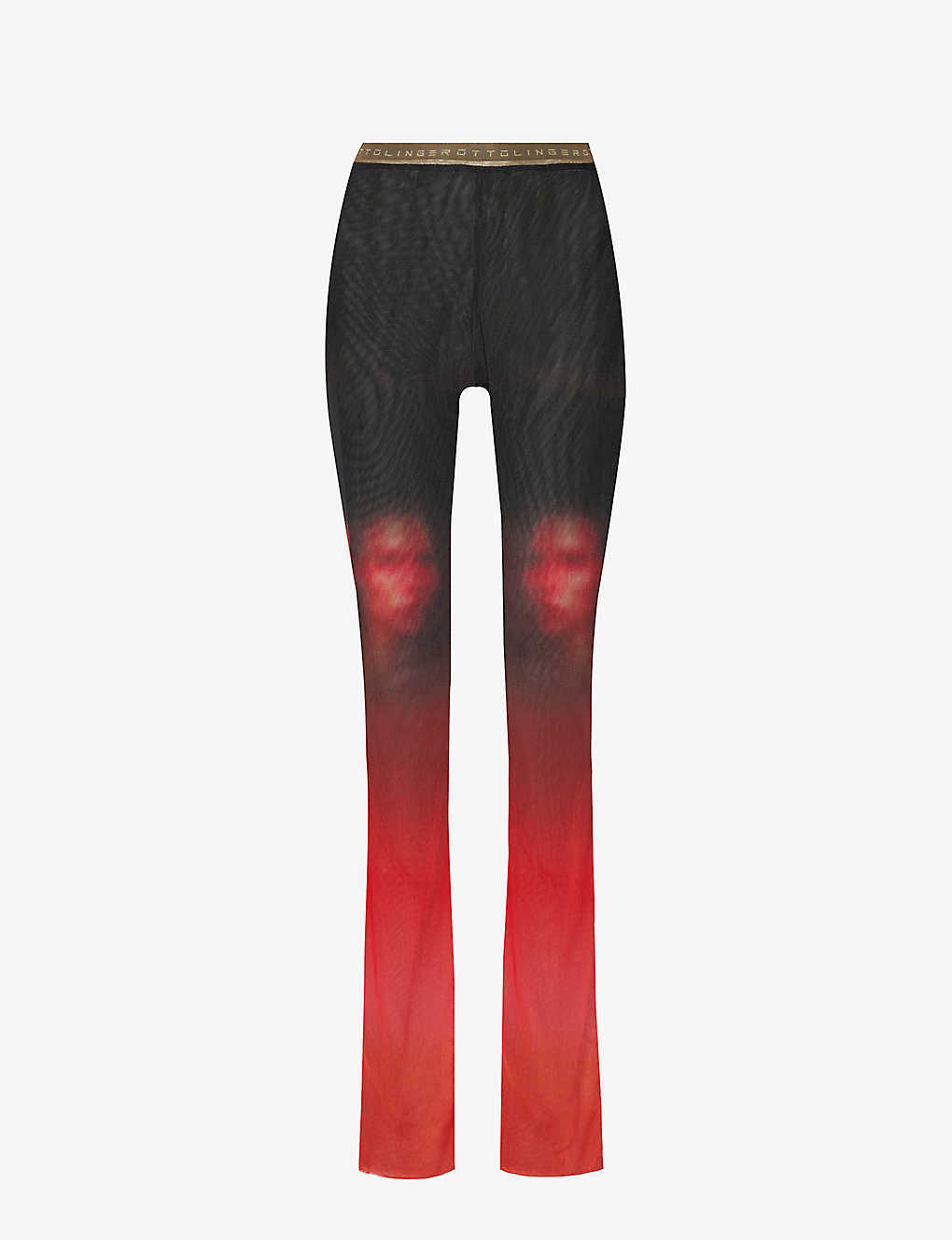 Ottolinger Womens Face Print Flared-leg Mid-rise Stretch Recycled-polyester Trousers In Multi-coloured