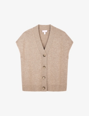 THE WHITE COMPANY: V-neck button-through wool and cashmere-blend vest