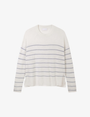 The White Company Womens Porcelain Relaxed-fit Fine-stripe Wool And Cashmere-blend Jumper