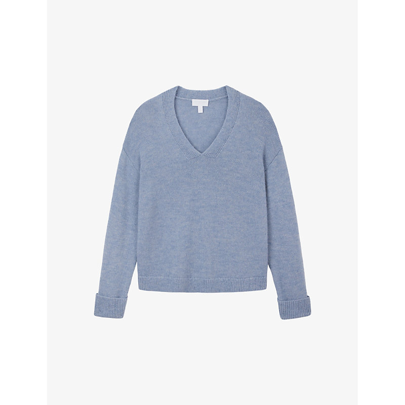 The White Company Womens Cornflower V-neck Relaxed-fit Wool And Alpaca-blend Jumper