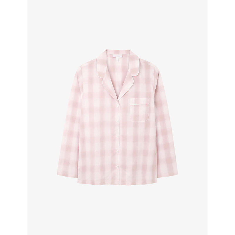 The White Company Womens Vintgepnk Relaxed-fit Checked Organic-cotton Pyjama Shirt