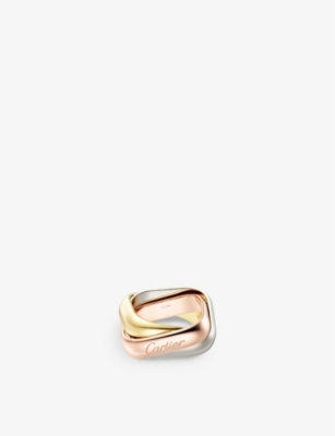 CARTIER: Trinity large 18ct white, rose and yellow-gold ring