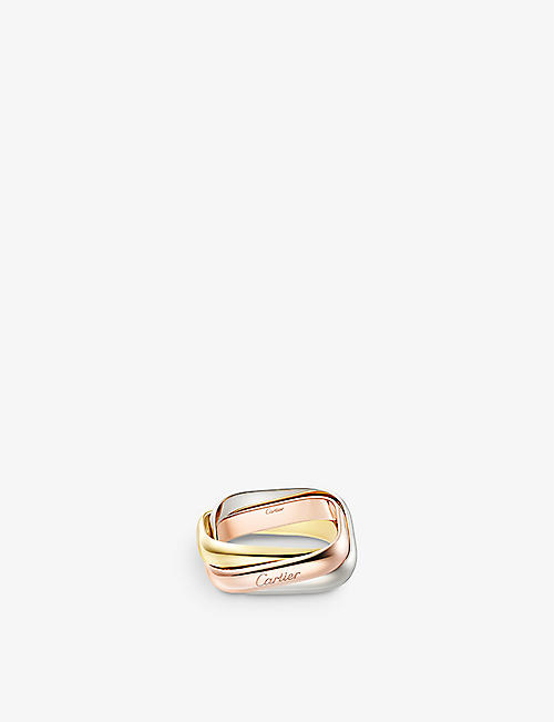 CARTIER: Trinity 18ct white, rose and yellow-gold ring
