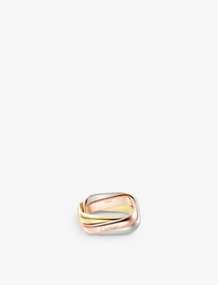 CARTIER: Trinity 18ct white, rose and yellow-gold ring