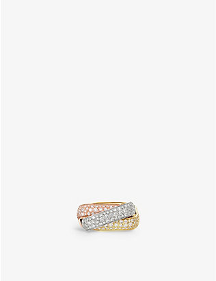 CARTIER: Trinity de Cartier large 18ct white, rose, yellow-gold and 3.50ct brilliant-cut diamond ring