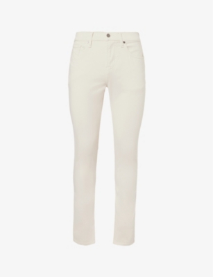 Shop 7 For All Mankind Slimmy Slim-fit Tapered Cotton-blend Jeans In White