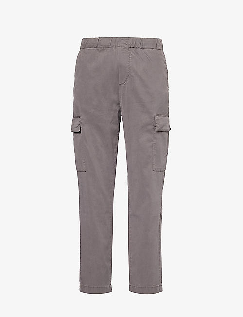 7 FOR ALL MANKIND: Cargo drawstring-waistband tapered-leg regular-fit stretch-woven trousers